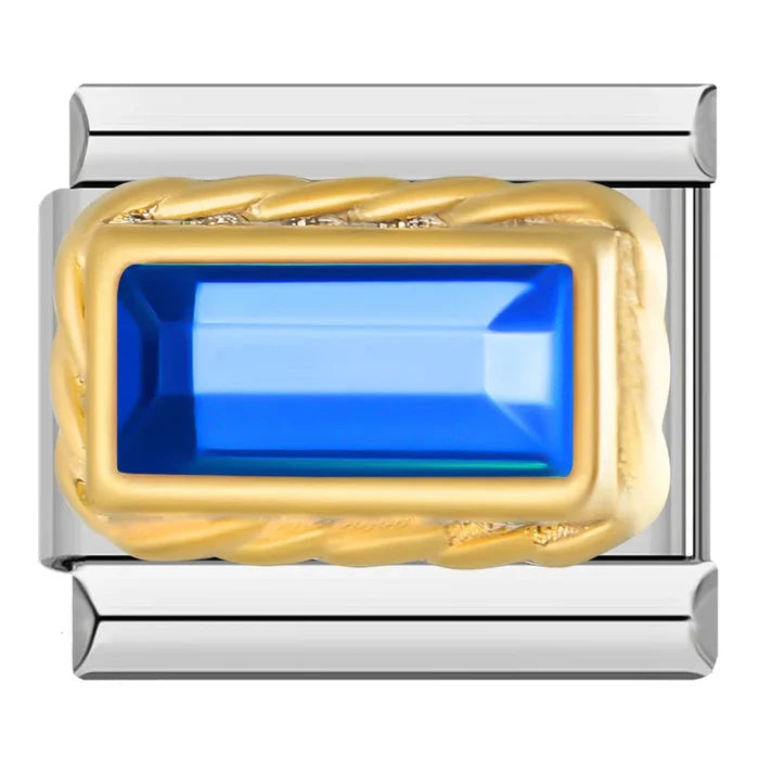 Charm gema rectagular azul