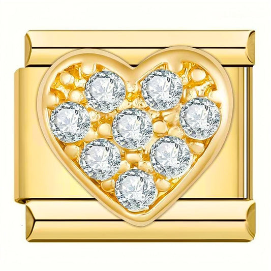 Charm corazón con pedrería 3D