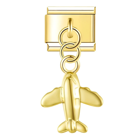 Charm colgante avión dorado