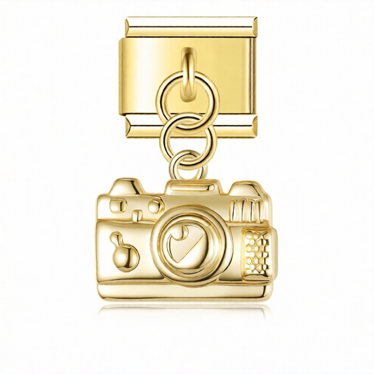 Charm colgante camara dorada