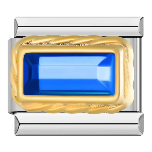 Charm gema rectagular azul